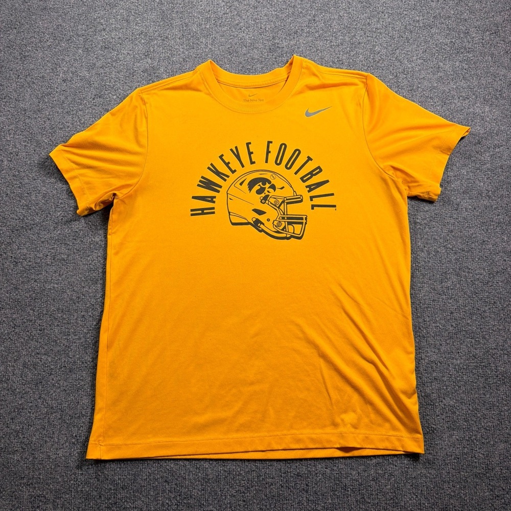 Iowa Hawkeye Football Nike T-Shirt Team Legend Dri-FIT Mens Large Gold NCAA